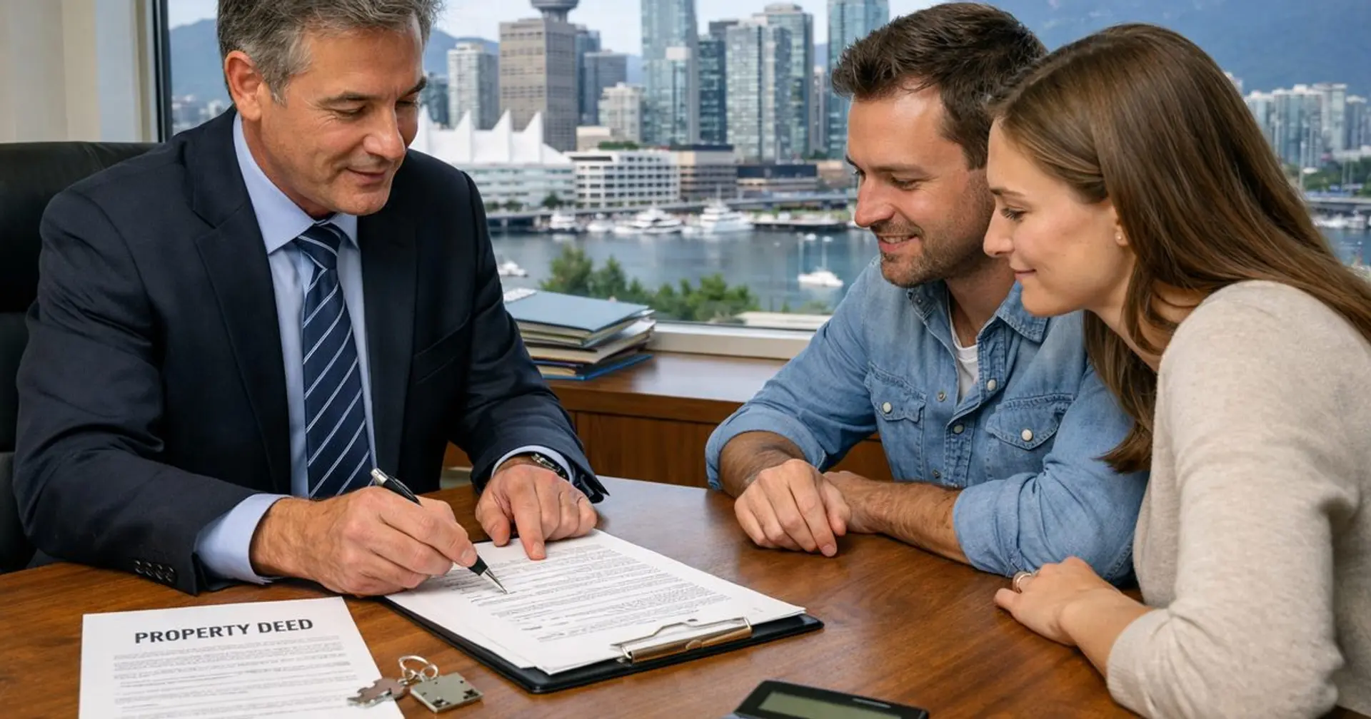 Property transfer tax documents and closing paperwork in BC