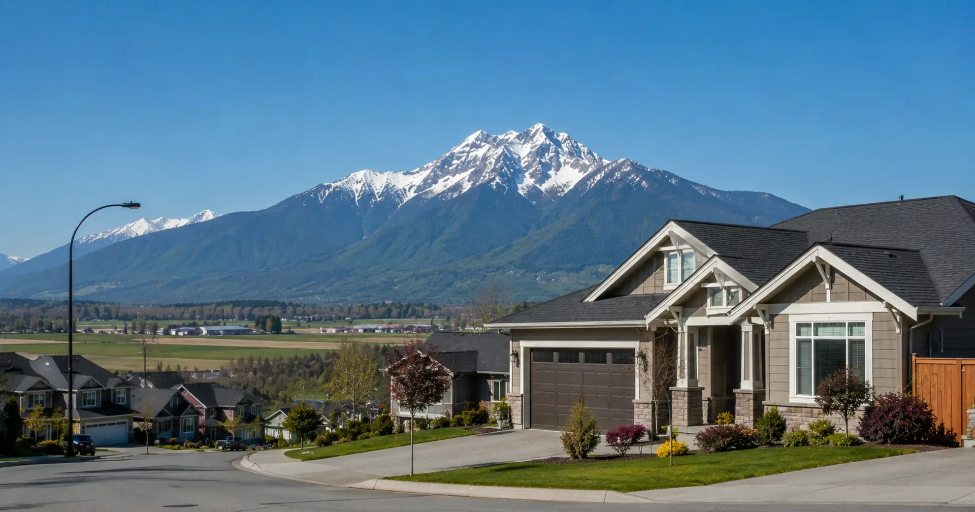 Single family home in Chilliwack with Mount Cheam in the background